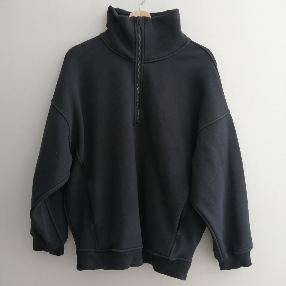 Lululemon Thick Fleece 1/2 Half Zip Pullover Sweatshirt in Black Size XS/S